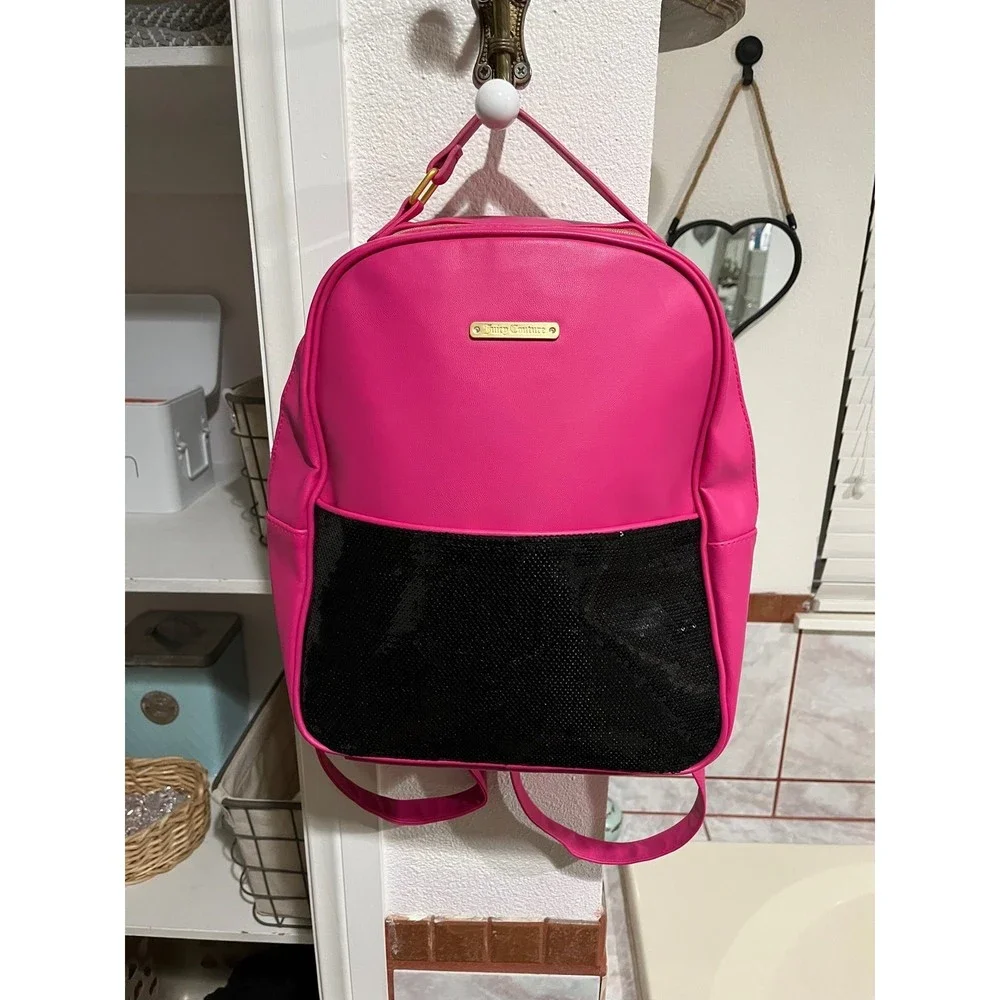 Juicy‎ Couture Pink with black sequin babrbiecore backpack